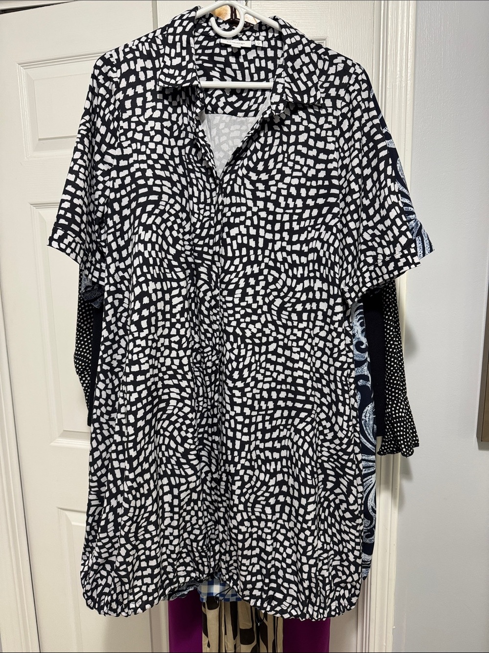 Chico's dress navy blue with pale, blue, size medium